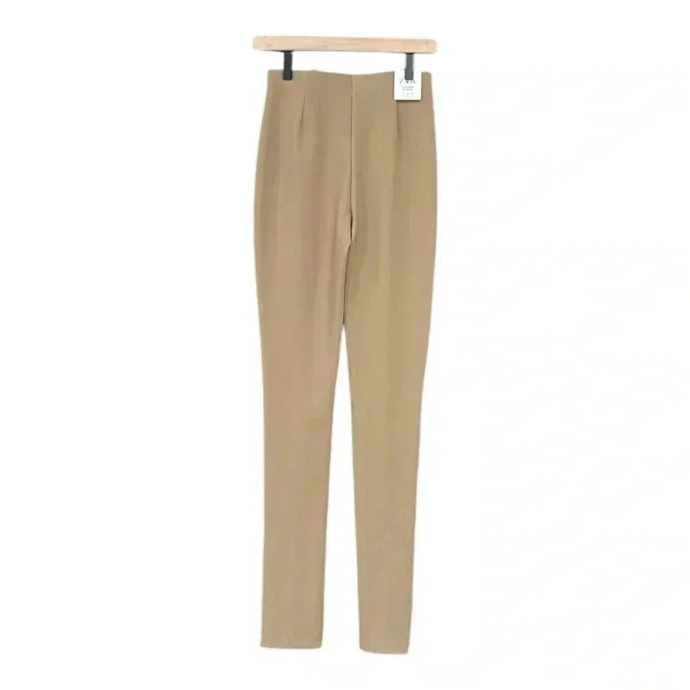 Zara Split Leg Hi-Rise Pull-On Legging Tan Women’s Size Small NWT - Picture 5 of 12